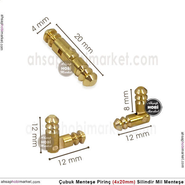 Çubuk Menteşe Pirinç 4x20mm Silindir Mil Menteşe - 2