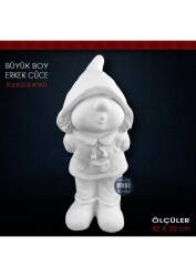 Cüce Erkek Heykeli Dev Boy (55x22 cm) Ham Polyester - Tual Hobi Sanat