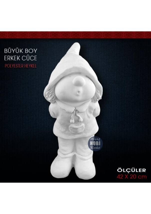 Cüce Erkek Heykeli Dev Boy (55x22 cm) Ham Polyester - 1