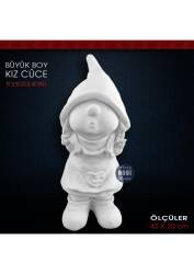 Cüce Kız Heykeli Büyük Boy (43x20 cm) Ham Polyester - Tual Hobi Sanat