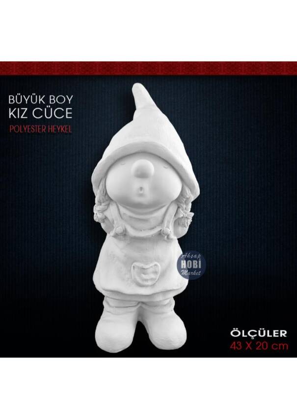 Cüce Kız Heykeli Büyük Boy (43x20 cm) Ham Polyester - 1
