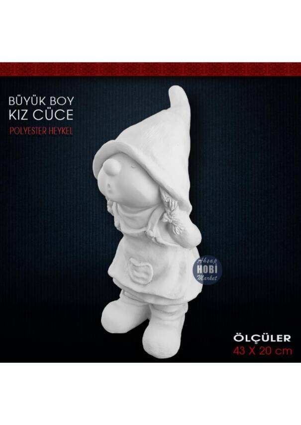 Cüce Kız Heykeli Büyük Boy (43x20 cm) Ham Polyester - 2