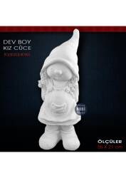 Cüce Kız Heykeli Dev Boy (55x21 cm) Ham Polyester - Tual Hobi Sanat