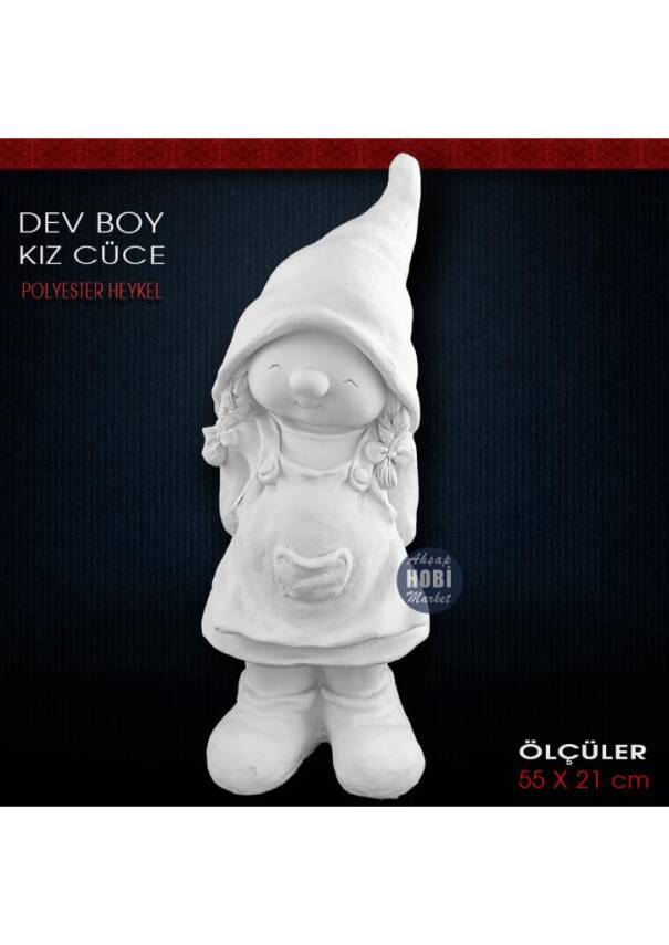 Cüce Kız Heykeli Dev Boy (55x21 cm) Ham Polyester - 1