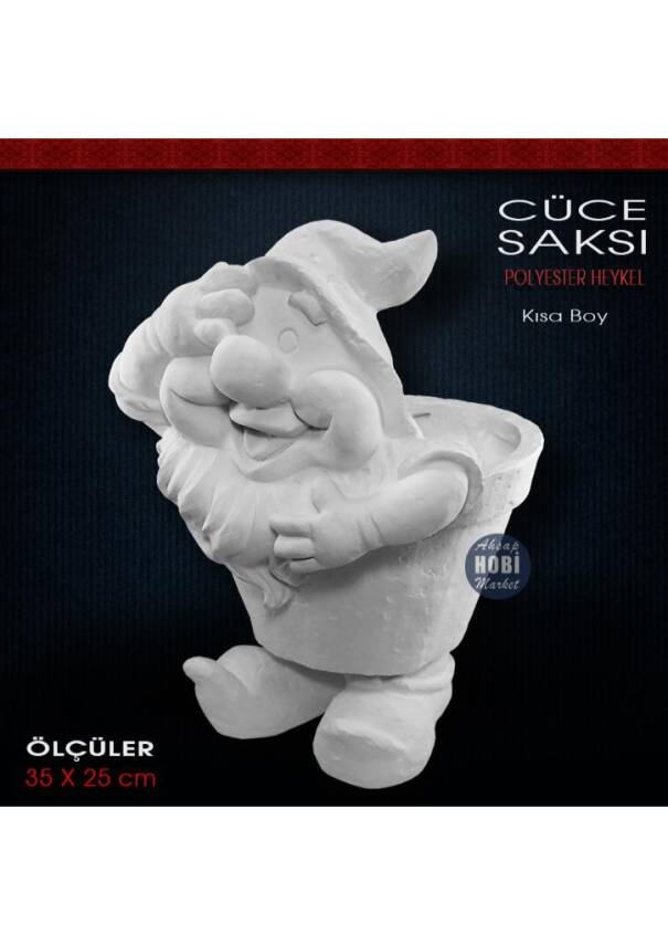 Cüce Saksı Kısa Boy (35x25 cm) Ham Polyester - 1