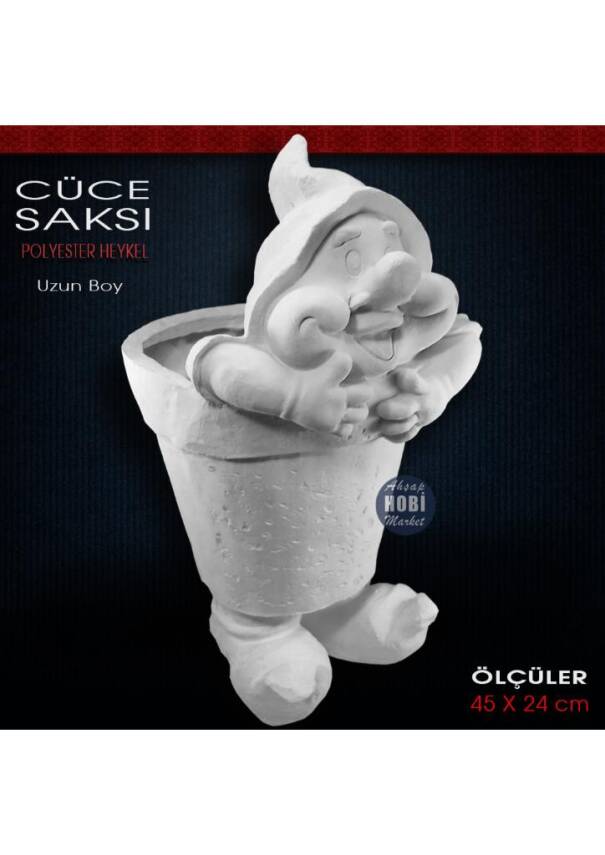 Cüce Saksı Uzun Boy (45x24 cm) Ham Polyester - 1