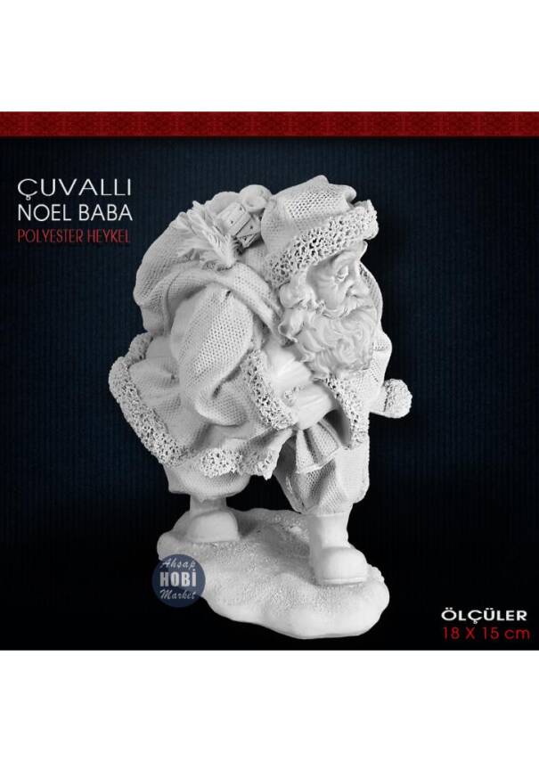 Çuvallı Noel Baba Biblo Heykeli (18x15 cm) Ham Polyester - 1