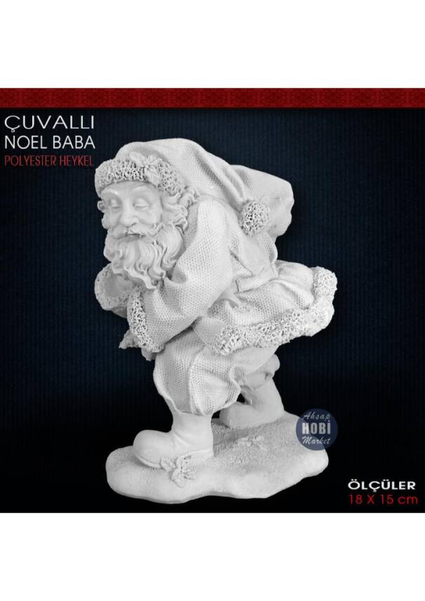 Çuvallı Noel Baba Biblo Heykeli (18x15 cm) Ham Polyester - 2