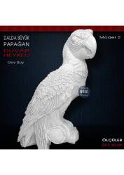 Dalda Büyük Papağan Duvar Heykeli Model 2 (54x20 cm) Ham Polyester - Tual Hobi Sanat (1)