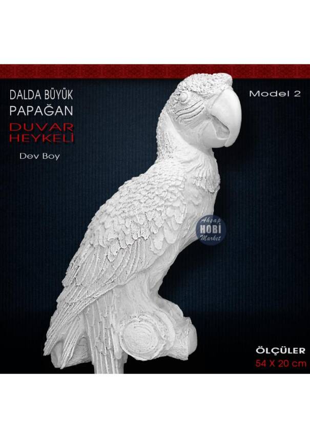 Dalda Büyük Papağan Duvar Heykeli Model 2 (54x20 cm) Ham Polyester - 2