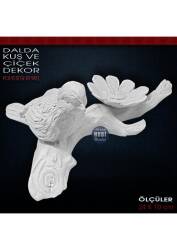 Daldaki Kuş ve Çiçek Dekor Biblo (24x10 cm) Ham Polyester - Tual Hobi Sanat