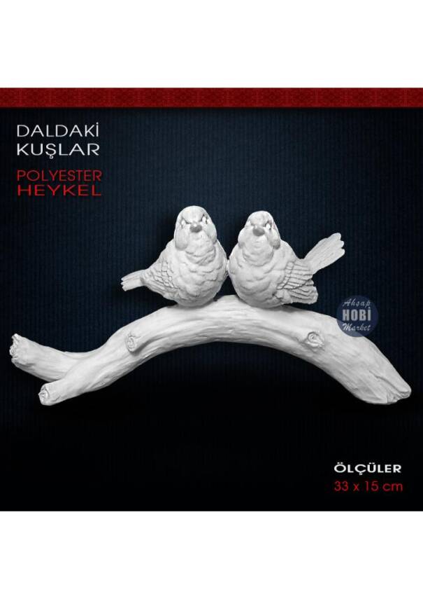 Daldaki Kuşlar Dekor Biblo (33x15 cm) Ham Polyester - 1