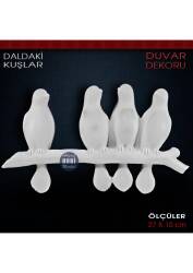 Daldaki Kuşlar Duvar Dekoru (27x15 cm) Ham Polyester - Tual Hobi Sanat