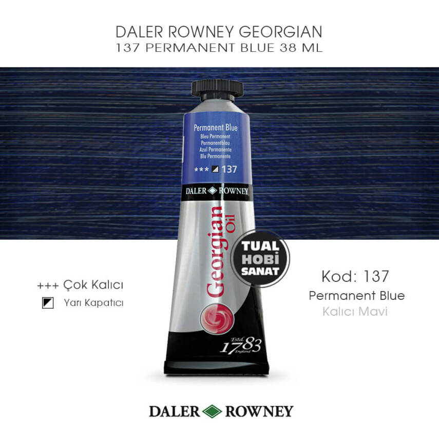 Daler Rowney Georgian 137 Permanent Blue (Kalıcı Mavi) 38 ml - 1
