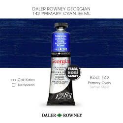 Daler Rowney Georgian 142 Primary Cyan (Temel Cyan Mavi) 38 ml - Daler Rowney