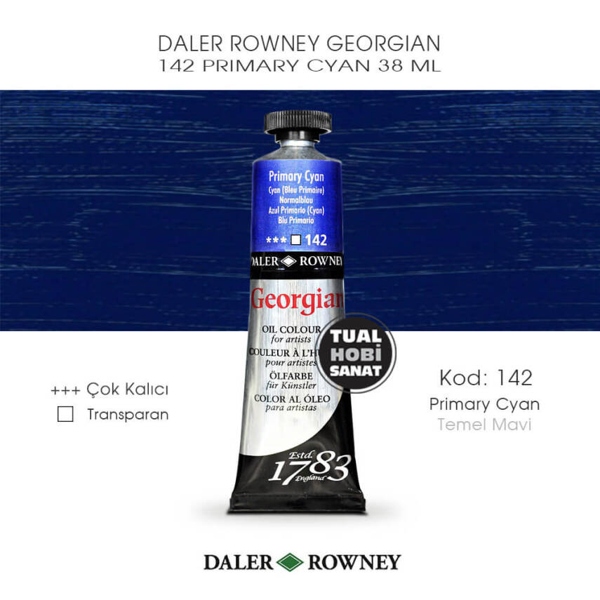 Daler Rowney Georgian 142 Primary Cyan (Temel Cyan Mavi) 38 ml - 1