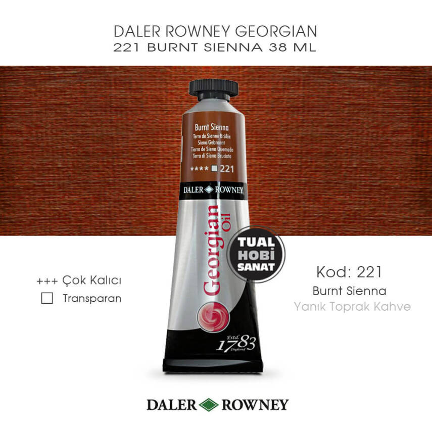 Daler Rowney Georgian 221 Burnt Sienna (Yanık Toprak Kahve) 38 ml - 1