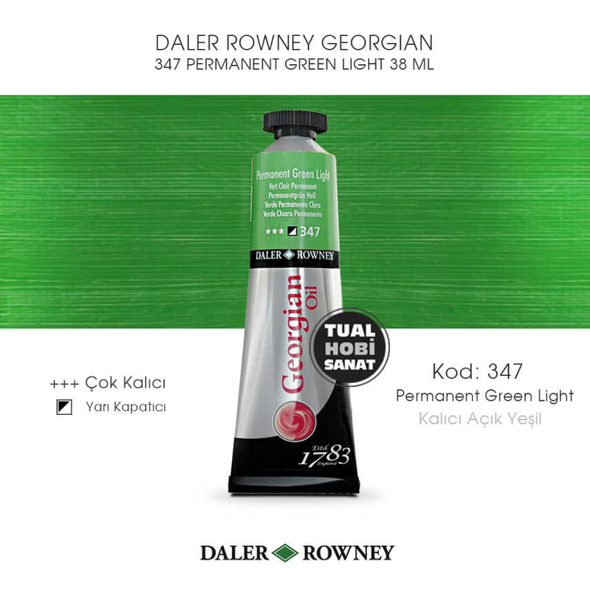 Daler Rowney Georgian 347 Permanent Green Light (Kalıcı Açık Yeşil) 38 ml - 1