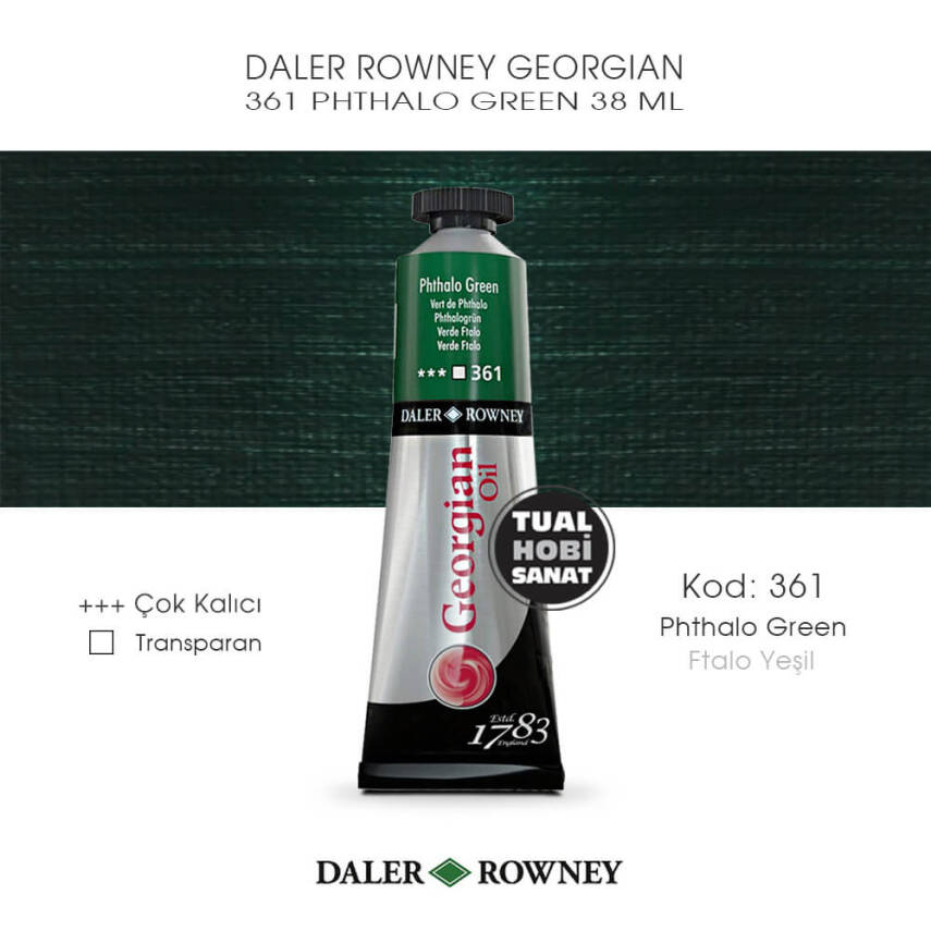 Daler Rowney Georgian 361 Phthalo Green (Ftalo Yeşili) 38 ml - 1