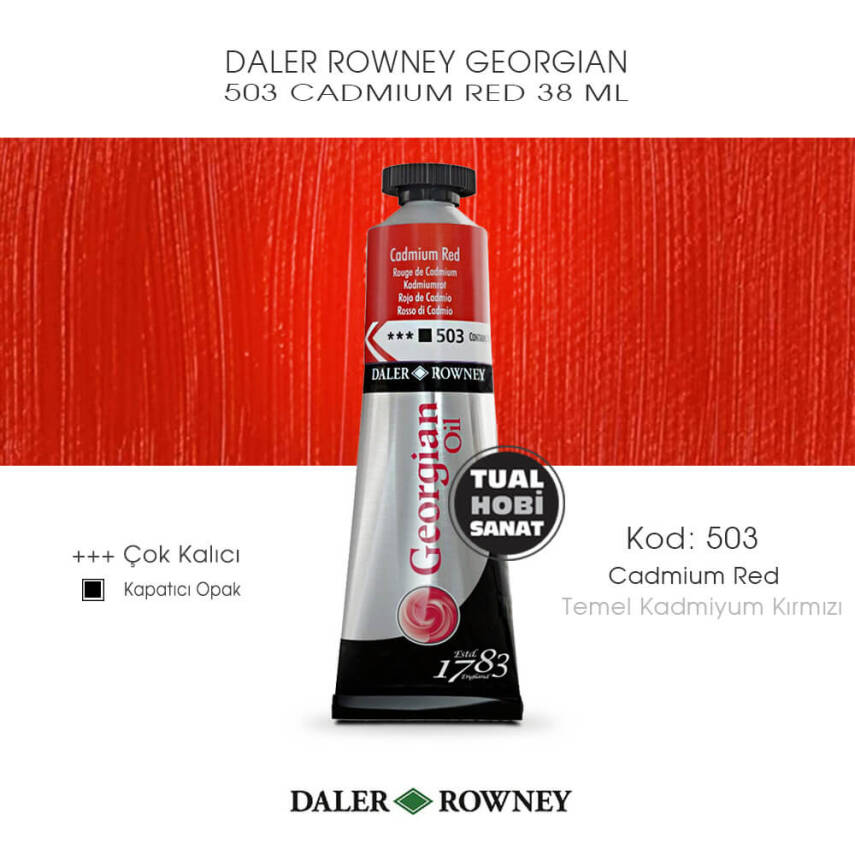 Daler Rowney Georgian 503 Cadmium Red (Temel Kadmiyum Kırmızı) 38 ml - 1