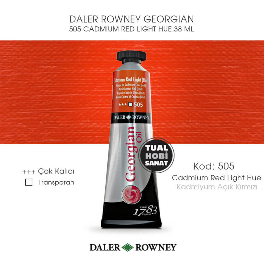 Daler Rowney Georgian 505 Cadmium Red Light Hue (Kadmiyum Açık Kırmızı) 38 ml - 1