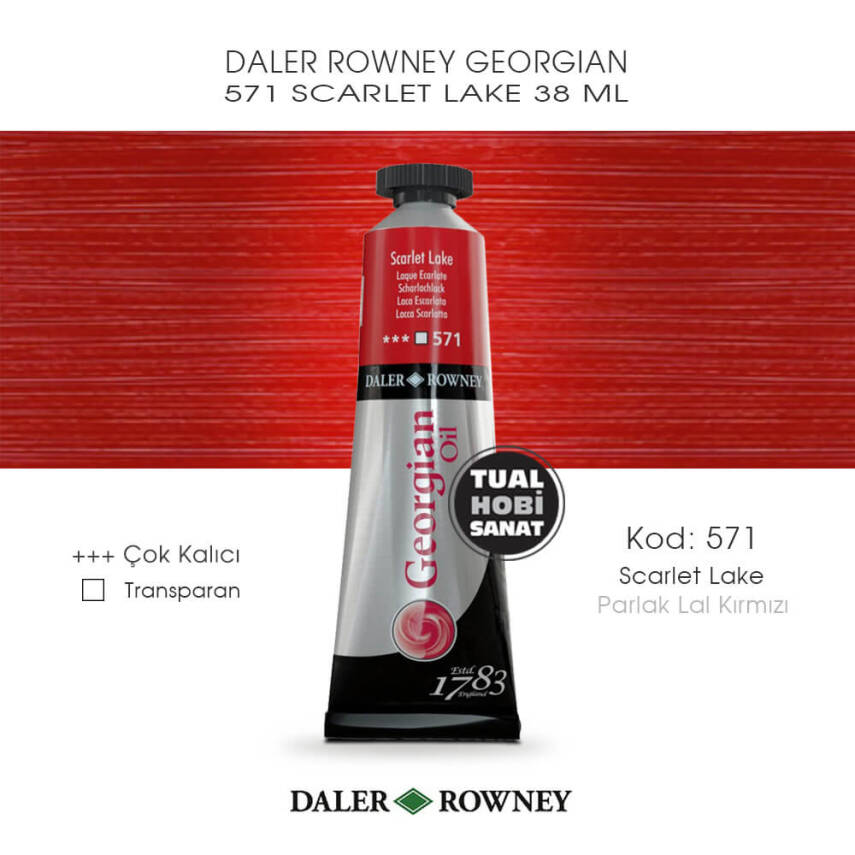 Daler Rowney Georgian 571 Scarlet Lake Red (Parlak Lal Kırmızı) 38 ml - 1