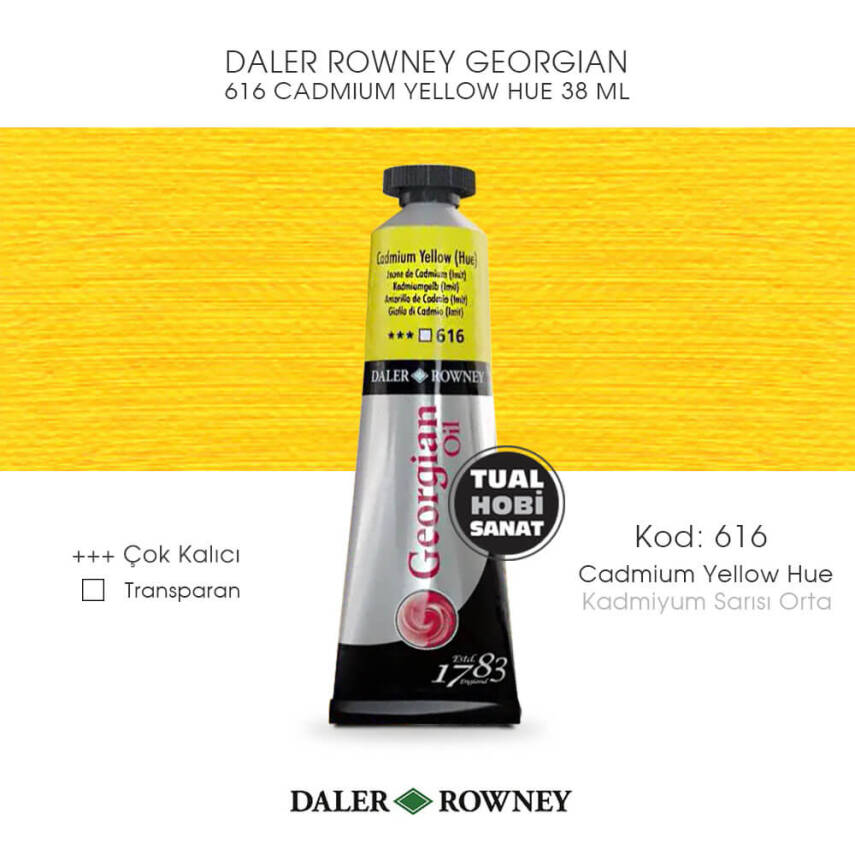 Daler Rowney Georgian 616 Cadmium Yellow Hue (Kadmiyum Sarı Orta) 38 ml - 1
