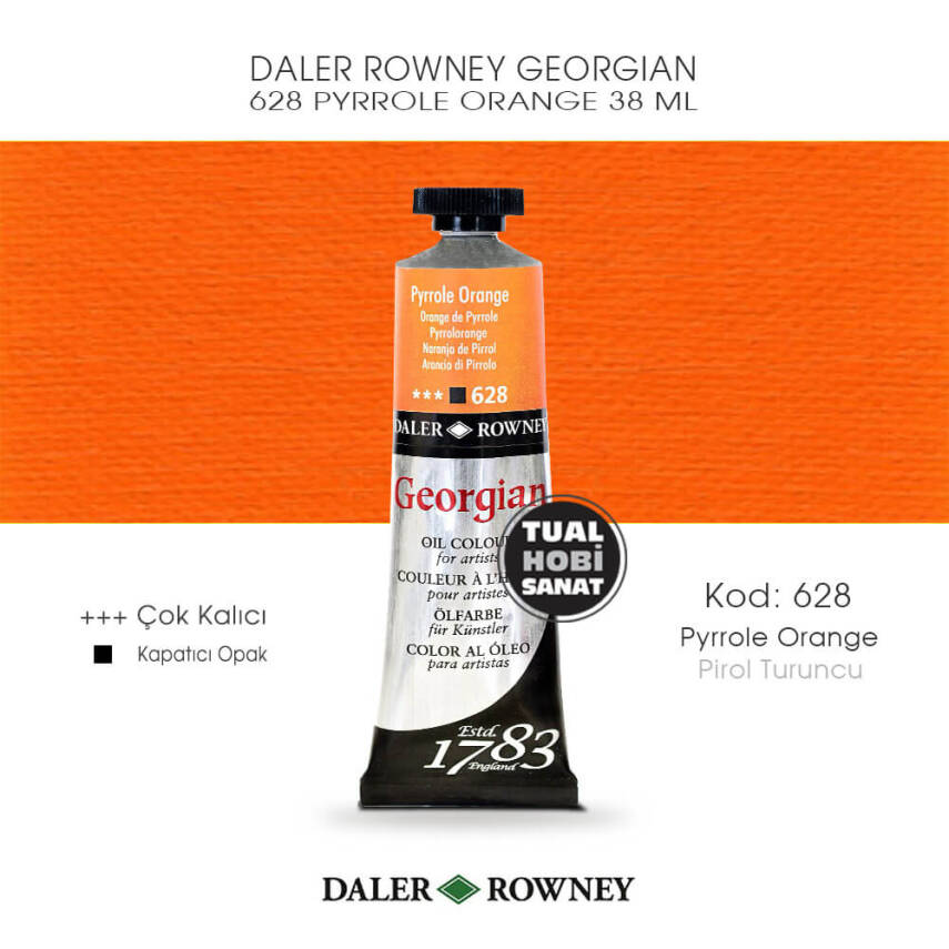 Daler Rowney Georgian 628 Pyrrole Orange (Pirol Turuncu) 38 ml - 1