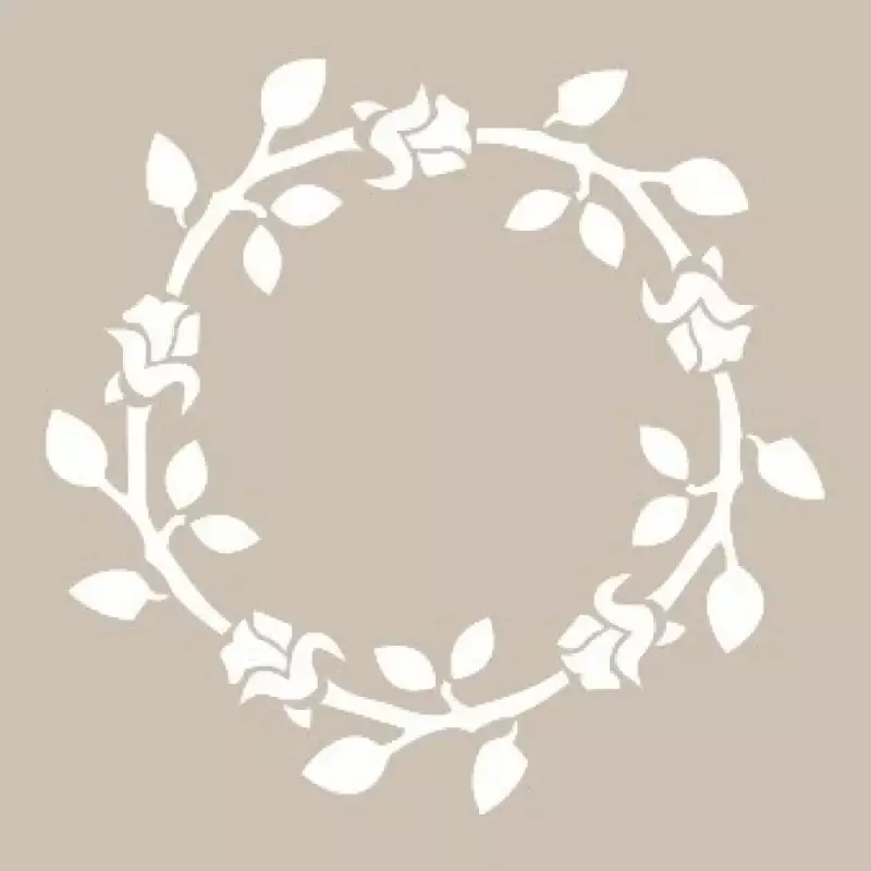 Dallı Yapraklı Taç Kare Stencil Şablon KA22 - 1