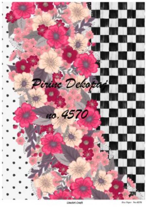 Damalı Çiçek Desenli Pirinç Dekopaj Model : 4570 - 1