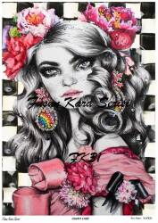 Damalı Kadın Desenli Pirinç Dekopaj Model : FK31 - Line Art