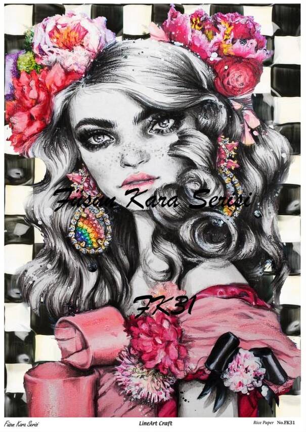 Damalı Kadın Desenli Pirinç Dekopaj Model : FK31 - 1