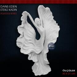 Dans Eden Etekli Kadın Heykeli (30x21 cm) Ham Polyester - Tual Hobi Sanat