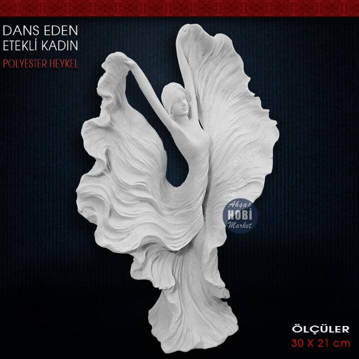 Dans Eden Etekli Kadın Heykeli (30x21 cm) Ham Polyester - 1