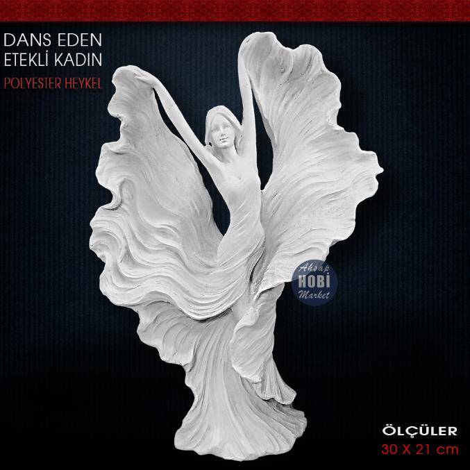 Dans Eden Etekli Kadın Heykeli (30x21 cm) Ham Polyester - 2