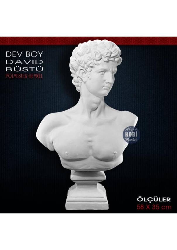 David Büst Heykeli Dev Boy (58x35 cm) Ham Polyester - 1