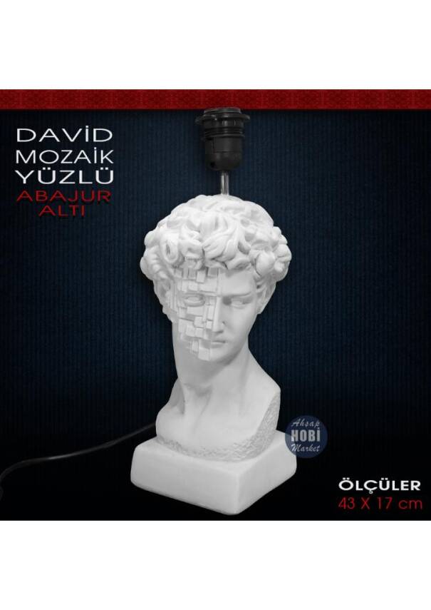 David Mozaik Yüzlü Abajur Altı (43x17 cm) Ham Polyester - 1