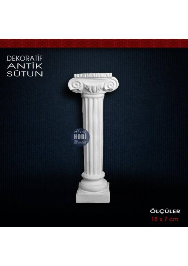 Dekoratif Antik Küçük Sütun (18x7 cm) Ham Polyester - 1
