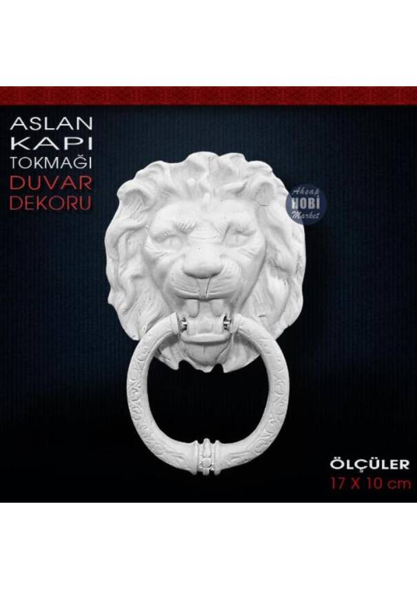 Dekoratif Aslan Kapı Tokmağı (17x10 cm) Ham Polyester - 1