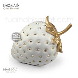 Dekoratif Çilek Heykeli Polyester (30x23 cm) Beyaz Gold - Dekoromi (1)