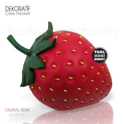 Dekoratif Çilek Heykeli Polyester (30x23 cm) Orjinal Renk - Dekoromi