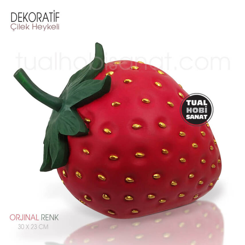 Dekoratif Çilek Heykeli Polyester (30x23 cm) Orjinal Renk - 1