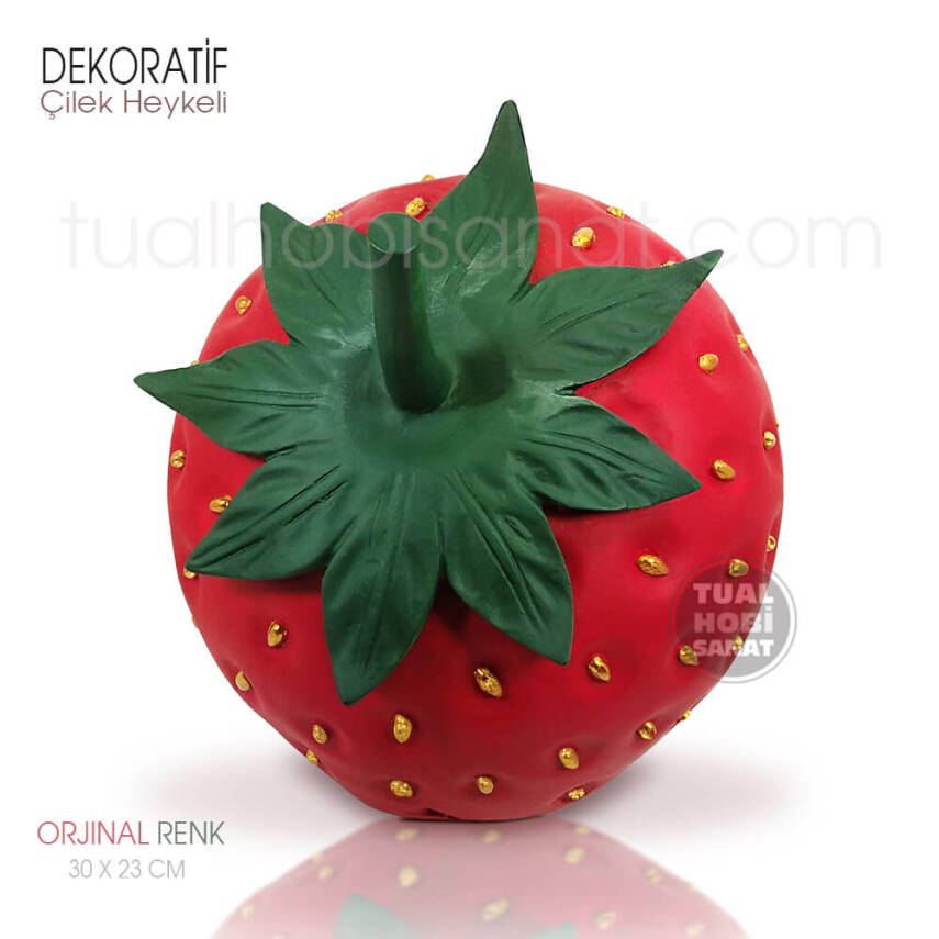 Dekoratif Çilek Heykeli Polyester (30x23 cm) Orjinal Renk - 2