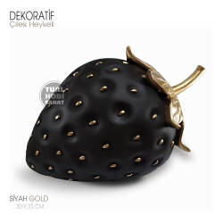Dekoratif Çilek Heykeli Polyester (30x23 cm) Siyah Gold - Dekoromi (1)