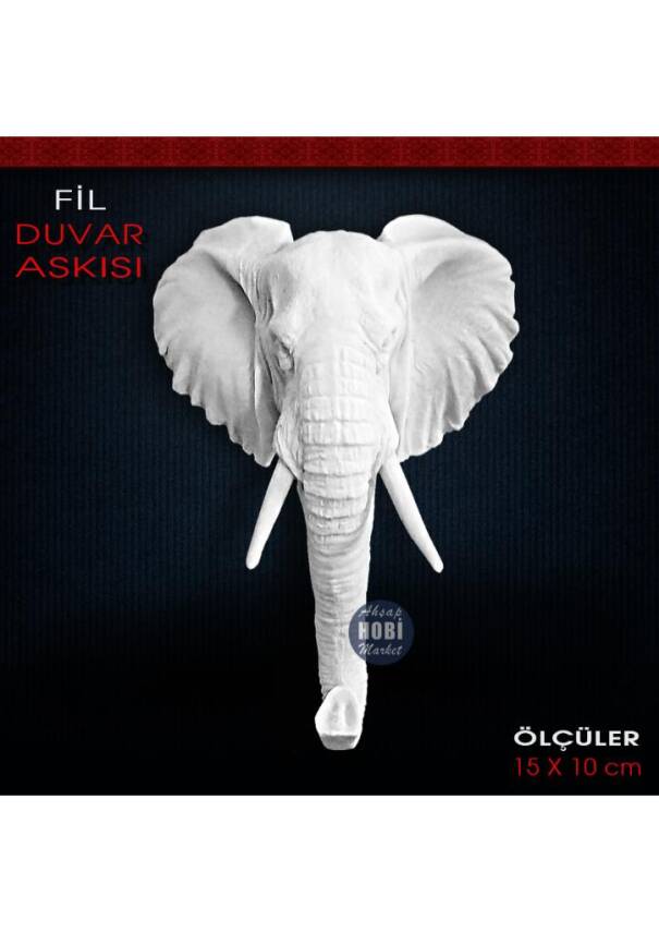 Dekoratif Duvar Askısı Fil Figürlü (15x10 cm) Ham Polyester - 1