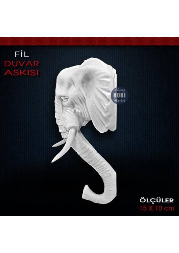 Dekoratif Duvar Askısı Fil Figürlü (15x10 cm) Ham Polyester - 2