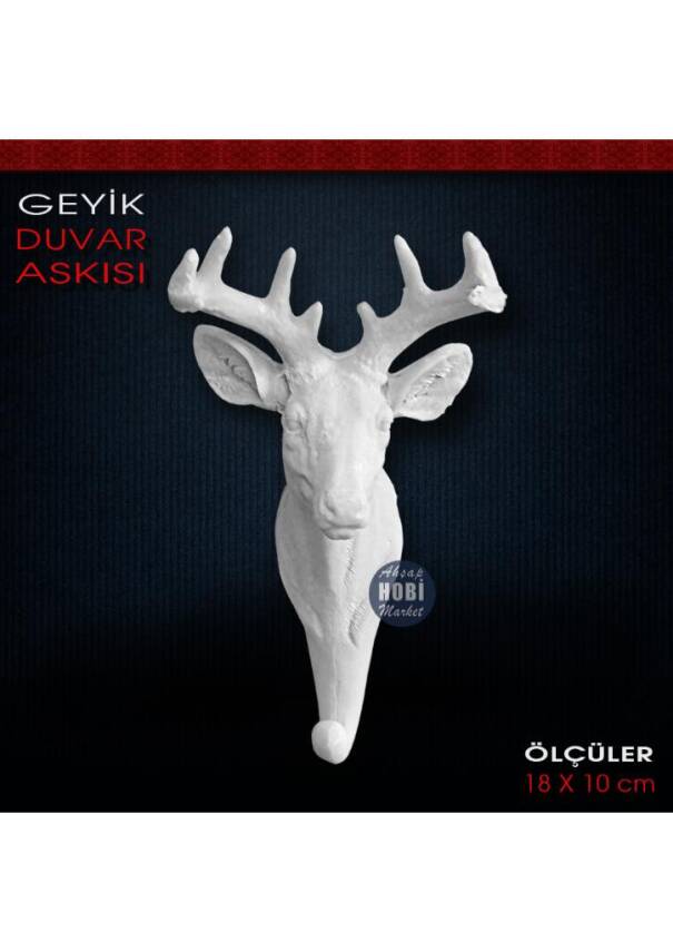 Dekoratif Duvar Askısı Geyik Figürlü (18x10 cm) Ham Polyester - 1