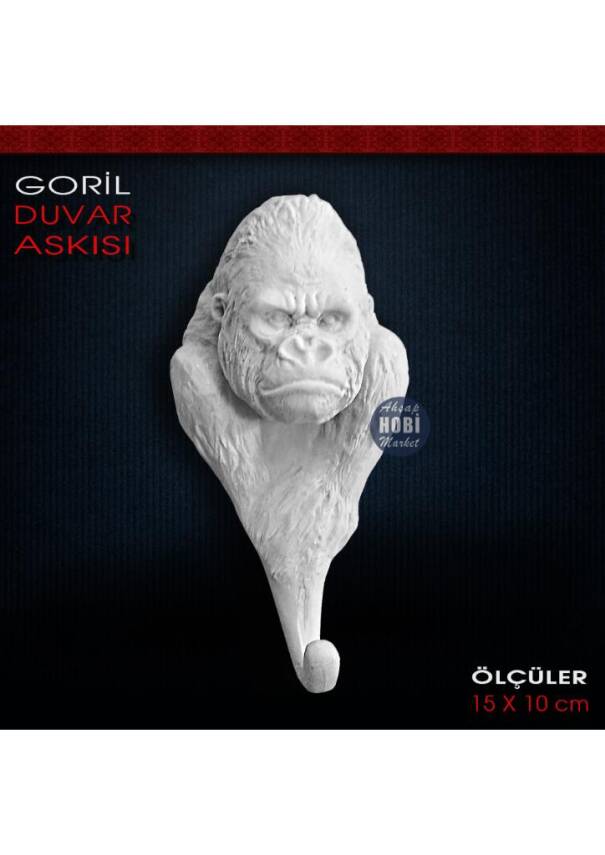 Dekoratif Duvar Askısı Goril Figürlü (15x10 cm) Ham Polyester - 1