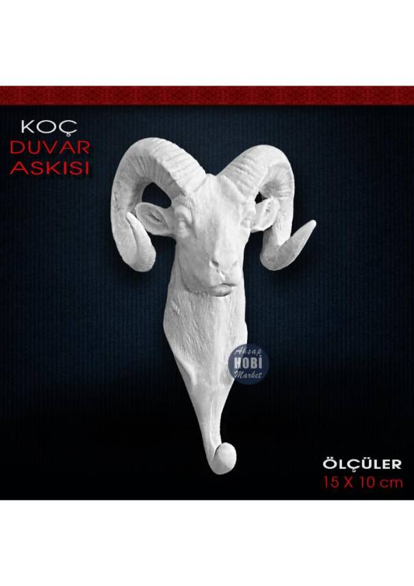 Dekoratif Duvar Askısı Koç Figürlü (15x10 cm) Ham Polyester - 1