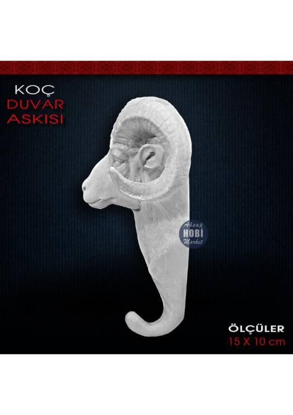 Dekoratif Duvar Askısı Koç Figürlü (15x10 cm) Ham Polyester - 2